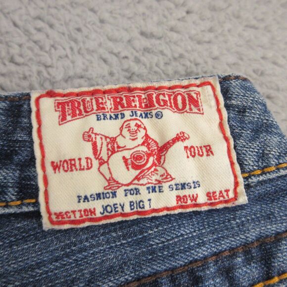 True Religion‎ Women Joey Big T Stitch Jeans size 30 x 29 Flare Bootcut Low Rise - Picture 7 of 12